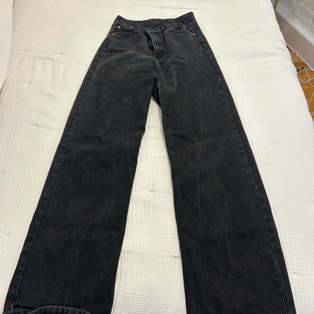 Revolve Dr. Denim Wide-Leg Black Jeans